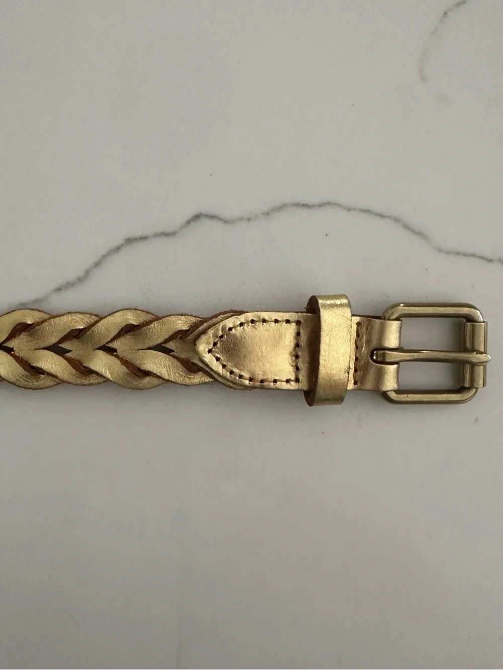 J. Crew Metallic Braided Leather Belt in Gold Size Small/Medium - Picture 3 of 8